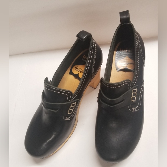 Swedish Hasbeens Black Clogs Sz 39 - Picture 2 of 9